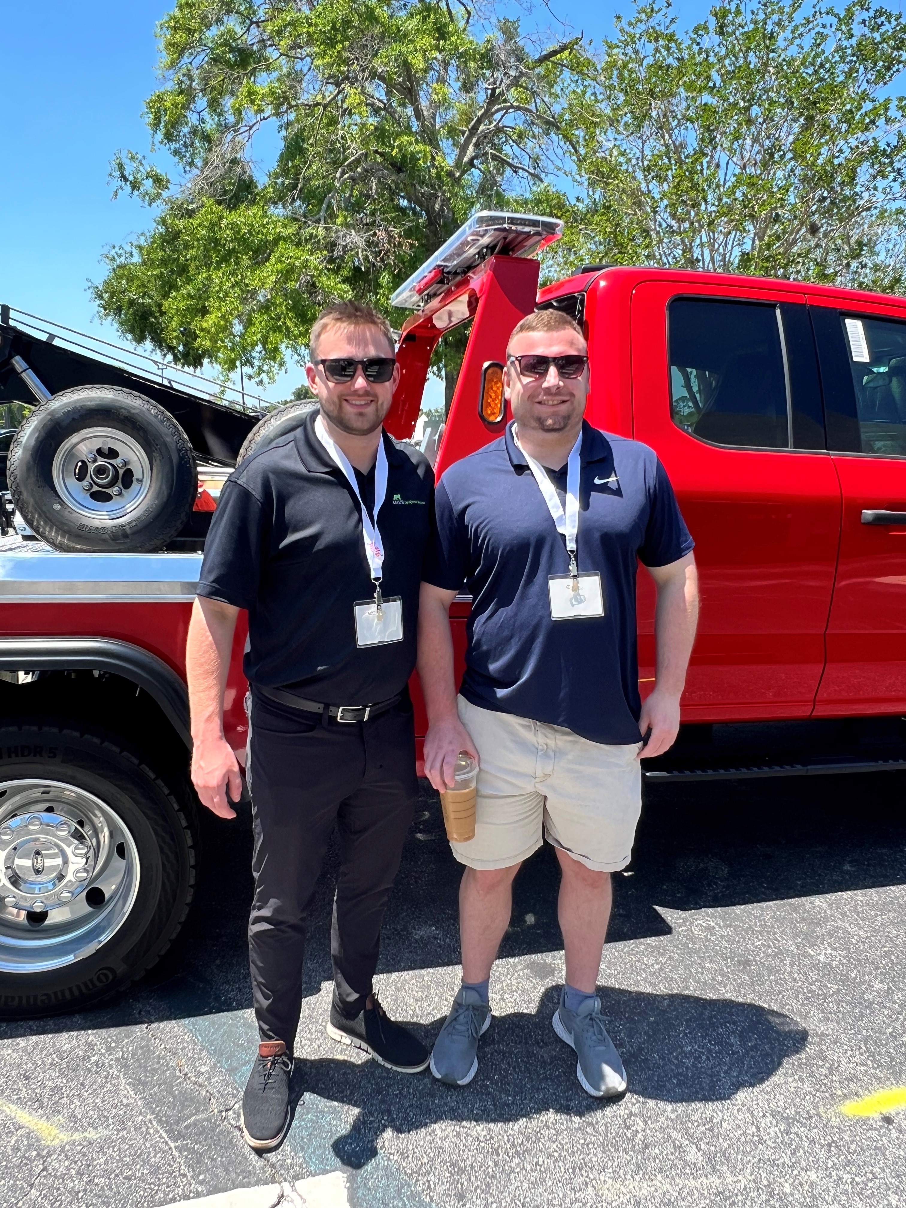 Ben Franzoso at outdoor tow truck event